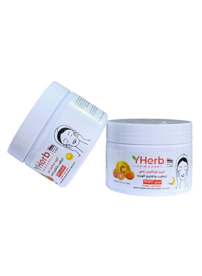 واي هيرب كريم فيتامين سي ترطيب وتفتيح البشرة كريم ليلي ونهاري 2x100جم - Image 2