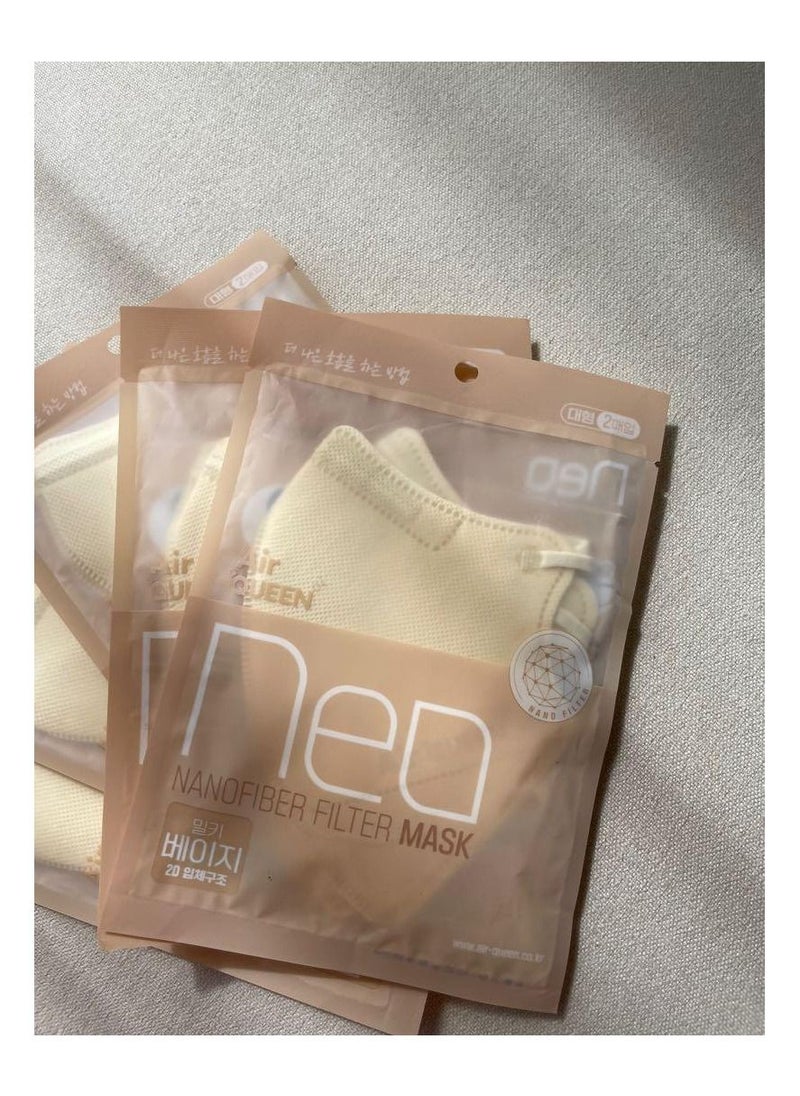 Air Queen NEO Nanofiber Filter Face Mask, Paper Light weight, 0.1µm Nanofiber Filter, Made in Korea (2masks/Sealed pack) x (5Packs) (Beige) - pzsku/ZC26CD68E245F035CE501Z/45/_/1660287227/24b6b600-90dd-4de6-89b3-bc8bd97ce441