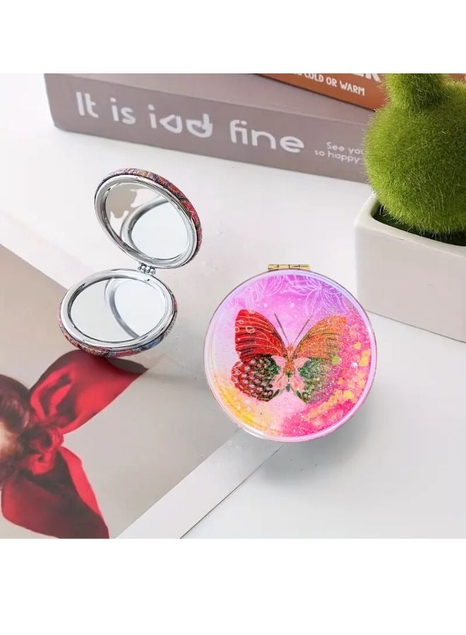 مرآة مكياج مدمجة فاخرة مزدوجة الوجه (1x/2x تكبير) للسفر واليد وحقيبة الجيب والمحفظة والشنطة الصغيرة، مرآة زينة تجميلية محمولة قابلة للطي من جلد البولي يوريثان (PU) أنيقة وعملية، مثالية للاستخدام اليومي والمهني ورحلات الأعمال للرجال والنساء - جودة عالية تدوم طويلاً. - Image 4