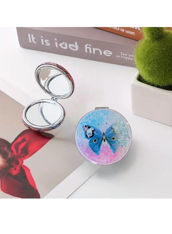 مرآة مكياج مدمجة فاخرة مزدوجة الوجه (1x/2x تكبير) للسفر واليد وحقيبة الجيب والمحفظة والشنطة الصغيرة، مرآة زينة تجميلية محمولة قابلة للطي من جلد البولي يوريثان (PU) أنيقة وعملية، مثالية للاستخدام اليومي والمهني ورحلات الأعمال للرجال والنساء - جودة عالية تدوم طويلاً. - Image 2