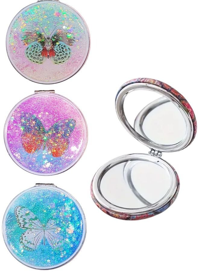 مرآة مكياج مدمجة فاخرة مزدوجة الوجه (1x/2x تكبير) للسفر واليد وحقيبة الجيب والمحفظة والشنطة الصغيرة، مرآة زينة تجميلية محمولة قابلة للطي من جلد البولي يوريثان (PU) أنيقة وعملية، مثالية للاستخدام اليومي والمهني ورحلات الأعمال للرجال والنساء - جودة عالية تدوم طويلاً. - Image 1