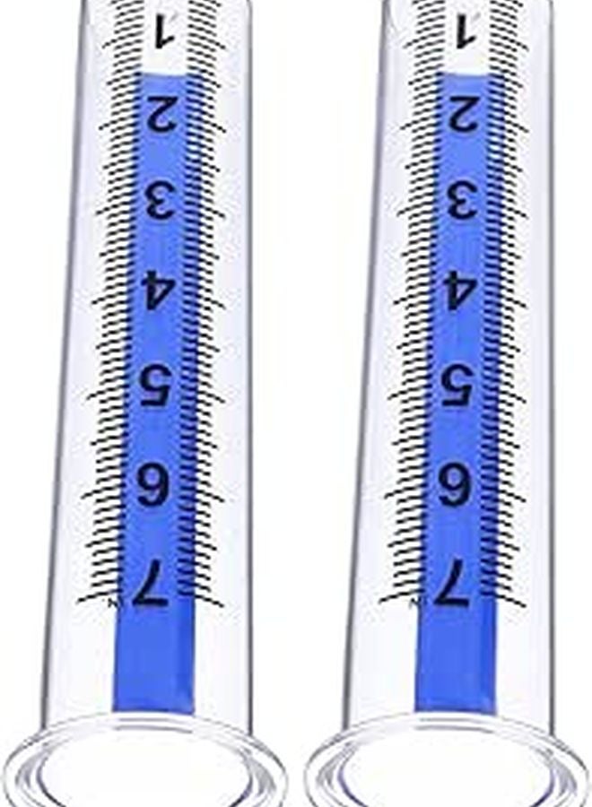 2pcs Blue Plastic Rain Gauge Outdoor Garden Lawn Accurate Rainwater Measurement 4.4x21.5cm - Image 1
