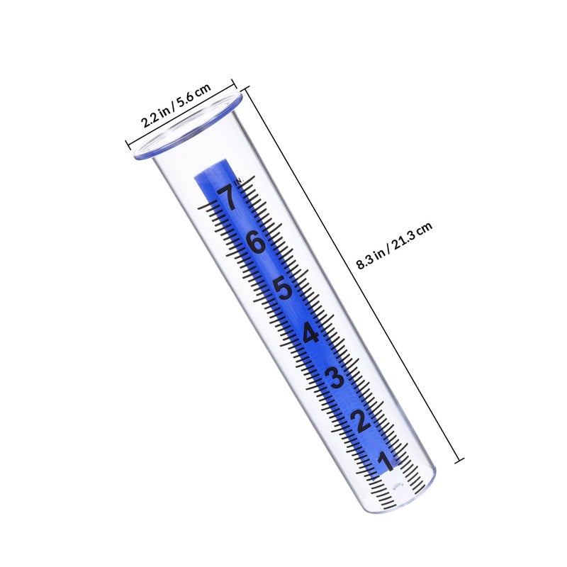 2pcs Blue Plastic Rain Gauge Outdoor Garden Lawn Accurate Rainwater Measurement 4.4x21.5cm - Image 3