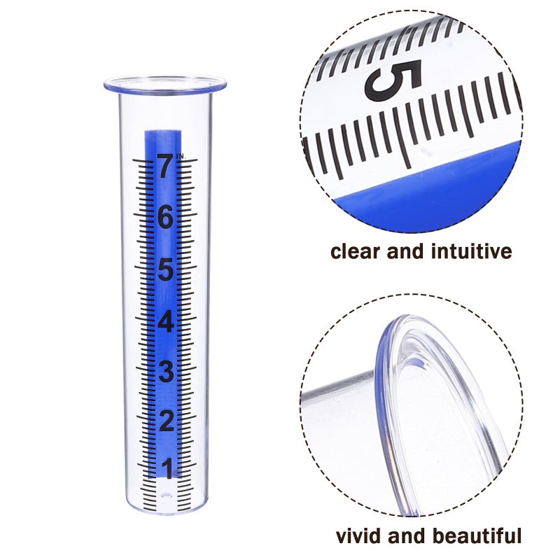 2pcs Blue Plastic Rain Gauge Outdoor Garden Lawn Accurate Rainwater Measurement 4.4x21.5cm - Image 4