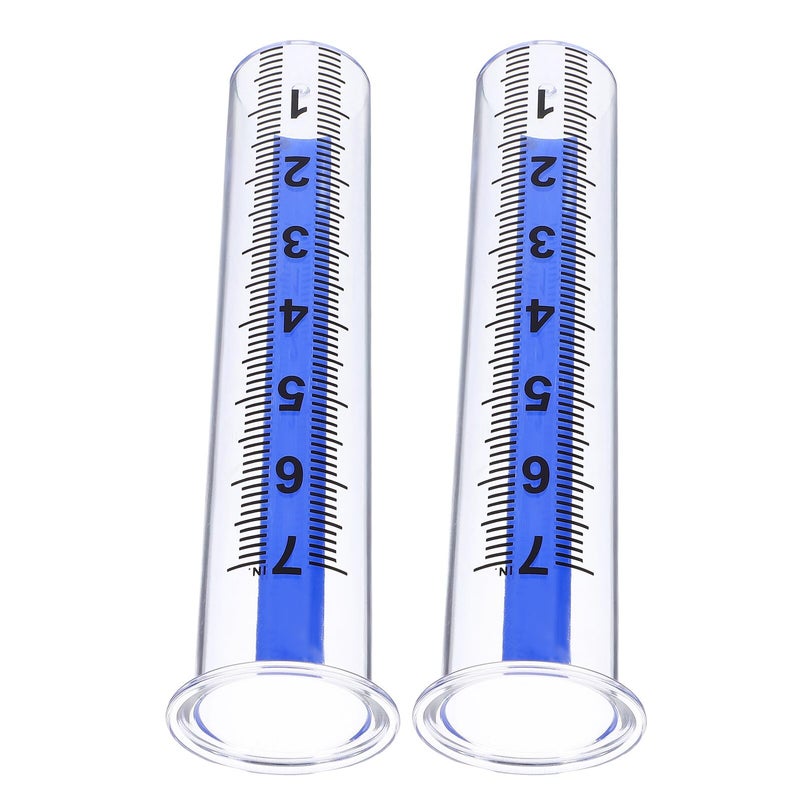 2pcs Blue Plastic Rain Gauge Outdoor Garden Lawn Accurate Rainwater Measurement 4.4x21.5cm - Image 2