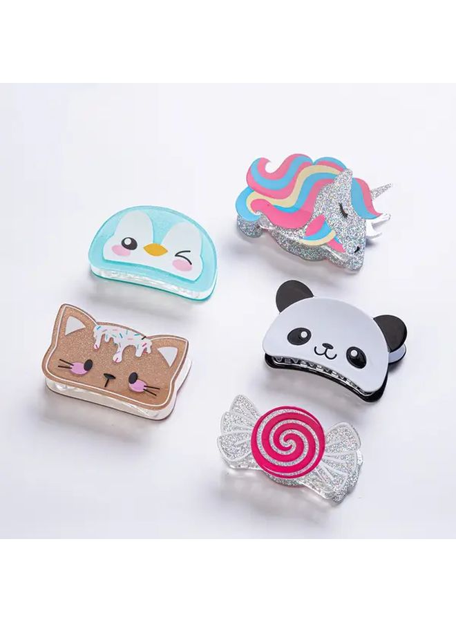 Candy Style Pastel Acrylic Animal Hair Clips Unicorn Cat Panda for Ponytails and Buns - Image 2
