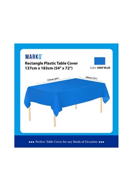 MARKQ Plastic Tablecloth for Rectangle Table 54" x 72" Disposable Table Cover for Bridal Shower Wedding Birthday Party Decorations (Deep Blue)  - Image 2