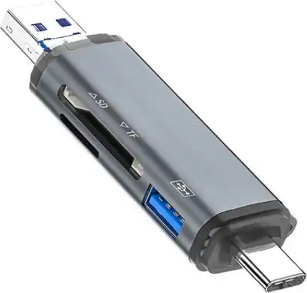 6in1 USB OTG Card Reader with Type-C and Lightning Tip PC Computer and Notebook Compatible Micro SD Card Reader ADS-306
