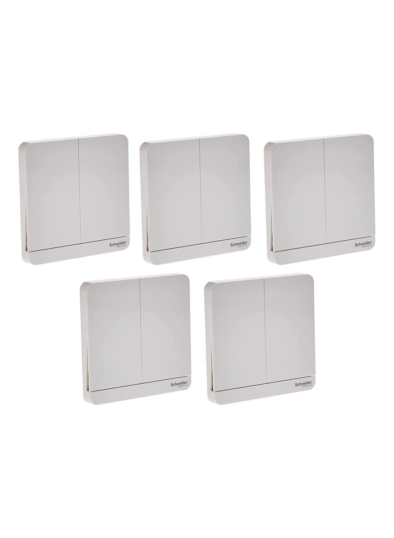 Schneider Electric E8332L2_WE AvatarOn White - 2-way plate switch 2 gang 16AX - Pack of 5