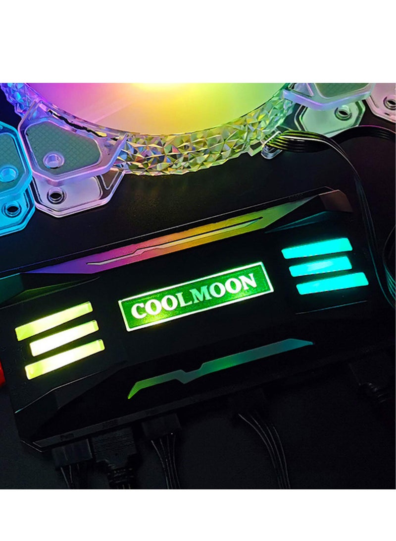 PWM Fan Temperature Controller Integrator Remote Control Computer RGB Light Adapter 8x4Pin Fan Speed Controller Ports 10 5V ARGB Ports with Magnet - Image 2