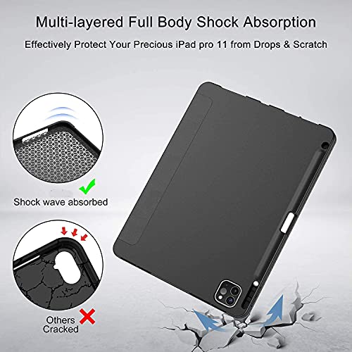ProElite Smart Case for Apple iPad Pro 11 inch 2022/2021 4th/3rd Gen [Auto Sleep/Wake Cover] [Pencil Holder] [Soft Flexible Case] Recoil Series - Marble Purple - Image 3