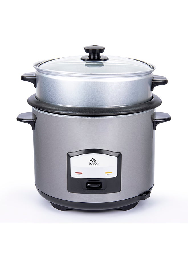 evvoli 2 In 1 Rice Cooker with Steamer Up To 12 Cup Of Rise non-stick 6 L 750 W EVKA-RC6501S Silver/Black - Image 1