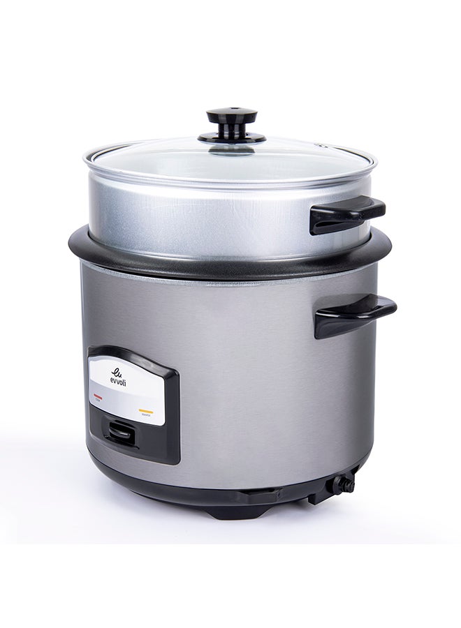 evvoli 2 In 1 Rice Cooker with Steamer Up To 12 Cup Of Rise non-stick 6 L 750 W EVKA-RC6501S Silver/Black - Image 4