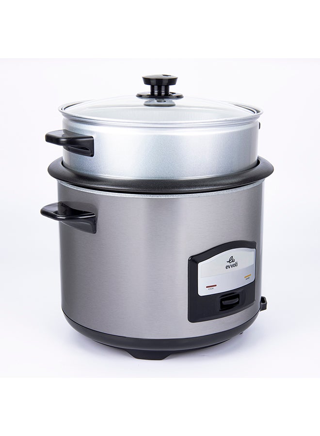 evvoli 2 In 1 Rice Cooker with Steamer Up To 12 Cup Of Rise non-stick 6 L 750 W EVKA-RC6501S Silver/Black - Image 3