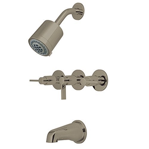 Elements of Design Dubai EBX8138NDL Triple Handle Tub and Shower Faucet, Brushed Nickel - Image 2