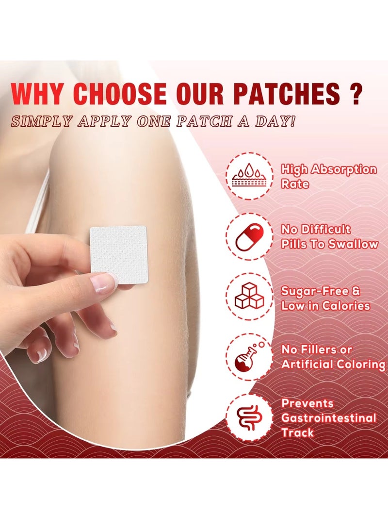 60 Pcs Iron Plus Hypoallergenic Patches Advanced Iron Formula for Healthy Red Blood Cells and Immune System Vitamin A and C Iron Patches