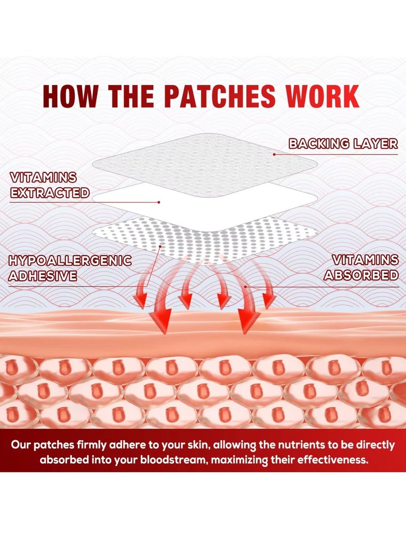 60 Pcs Iron Plus Hypoallergenic Patches Advanced Iron Formula for Healthy Red Blood Cells and Immune System Vitamin A and C Iron Patches