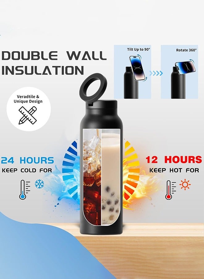 Garlo 24oz Water Bottle with Magnetic Phone Holder, Stainless Steel Water Bottles Compatible with MagSafe Phone Mount and Tripod for iPhone, Double Walled Insulated tumbler for Gym, Sport - Image 5