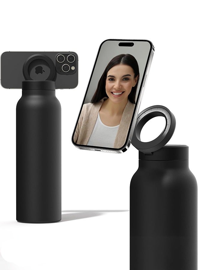 Garlo 24oz Water Bottle with Magnetic Phone Holder, Stainless Steel Water Bottles Compatible with MagSafe Phone Mount and Tripod for iPhone, Double Walled Insulated tumbler for Gym, Sport - Image 1