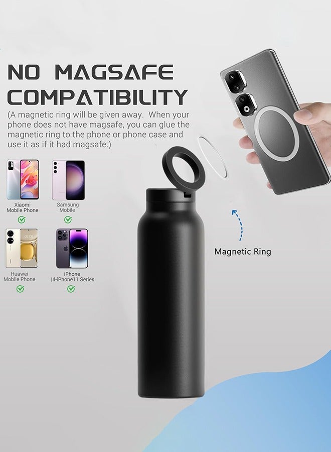 Garlo 24oz Water Bottle with Magnetic Phone Holder, Stainless Steel Water Bottles Compatible with MagSafe Phone Mount and Tripod for iPhone, Double Walled Insulated tumbler for Gym, Sport - Image 3