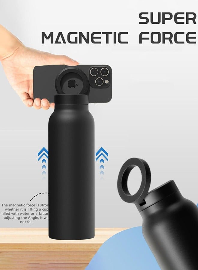 Garlo 24oz Water Bottle with Magnetic Phone Holder, Stainless Steel Water Bottles Compatible with MagSafe Phone Mount and Tripod for iPhone, Double Walled Insulated tumbler for Gym, Sport - Image 2