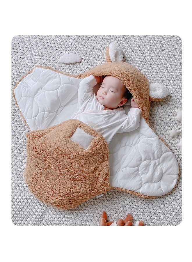 VInedi Baby sleeping bag baby lamb plush sleeping bag thickened anti-shock autumn and winter newborn hug quilt swaddle wrap quilt - Image 5