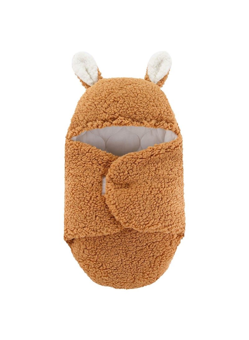 VInedi Baby sleeping bag baby lamb plush sleeping bag thickened anti-shock autumn and winter newborn hug quilt swaddle wrap quilt - Image 1