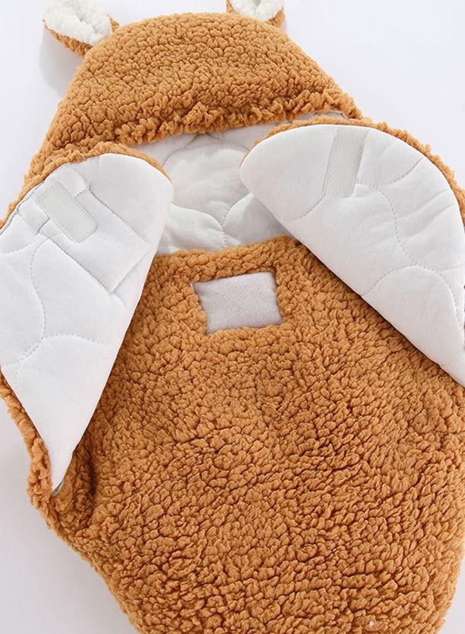 VInedi Baby sleeping bag baby lamb plush sleeping bag thickened anti-shock autumn and winter newborn hug quilt swaddle wrap quilt - Image 2