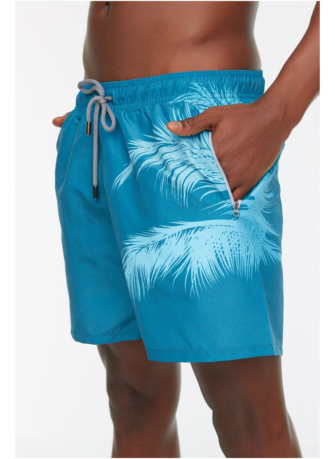 trendyol - Blue Printed Standard Size Swimwear Marine Shorts TMNSS20DS0009 - Image 1