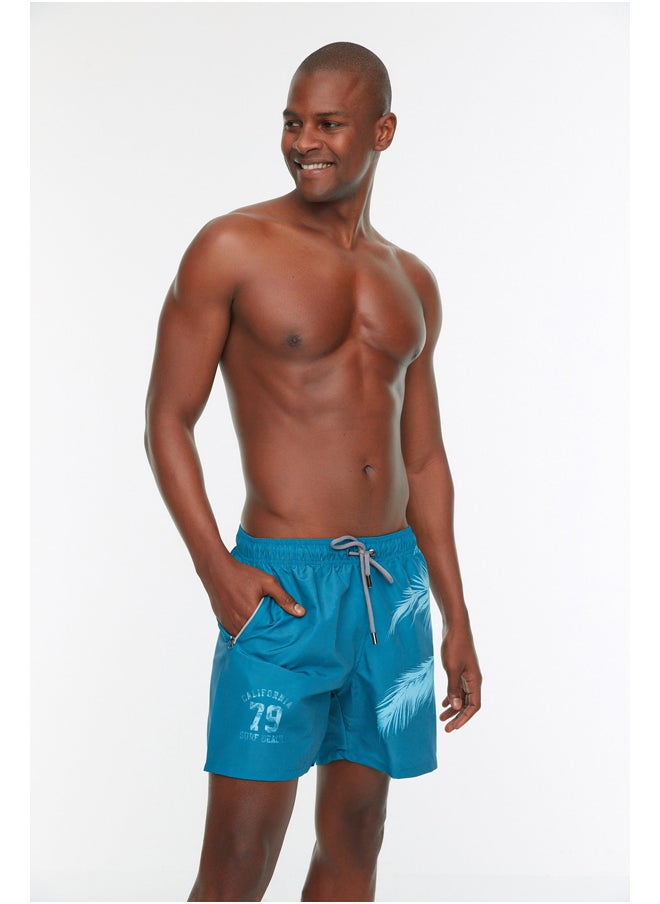 trendyol - Blue Printed Standard Size Swimwear Marine Shorts TMNSS20DS0009 - Image 1