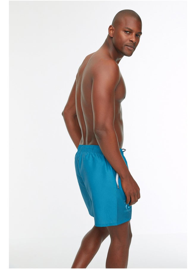 trendyol - Blue Printed Standard Size Swimwear Marine Shorts TMNSS20DS0009 - Image 1