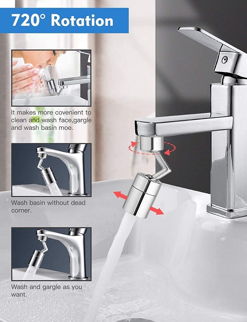 LA NEELJA Splash Filter Faucet 720 Rotatable Faucet Sprayer Head with Durable Copper AntiSplash Movable Tap Head Water Saving 4Layer Net Filter Faucet with Double ORing 1piece - Image 3