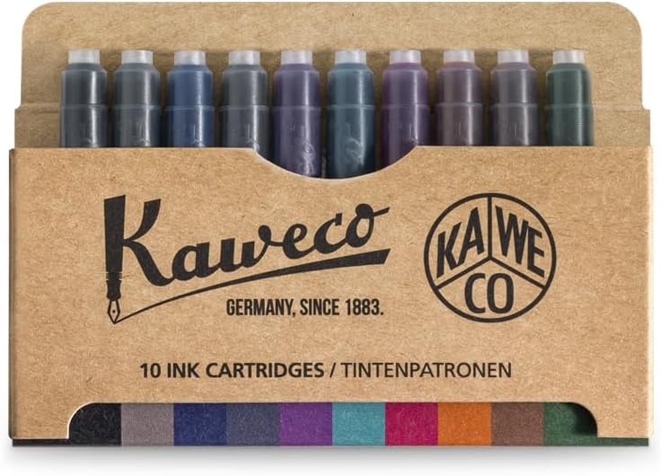 Kaweco Kaweco Fountain Pen 10Pack Ink Cartridges in 10 Colours for Cartridge Fountain Pens with Short Standard Cartridges  Set of 10 Fountain Pen Ink Cartridges  Ink Set in Multiple Colours  - Image 1