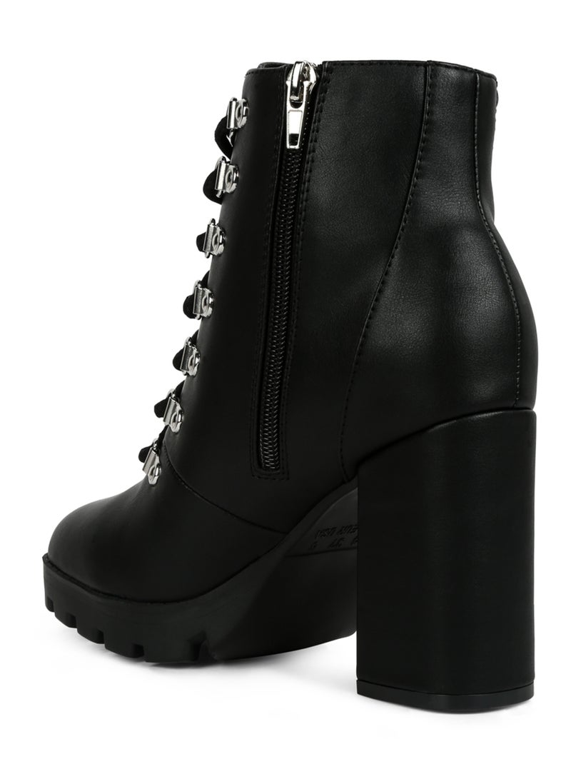 لندن راج حذاء بكعب سميك ورباط باللون الأسود - Image 3