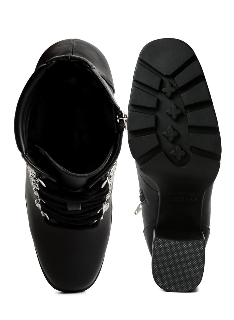 لندن راج حذاء بكعب سميك ورباط باللون الأسود - Image 4