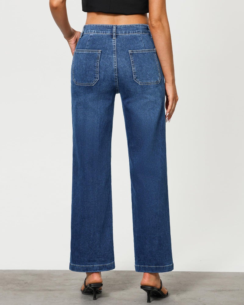 GRAPENT Wide Leg Pants for Women Jeans Light Wash Jeans Women Classic Blue Size Small US 4 to 6 - Image 3