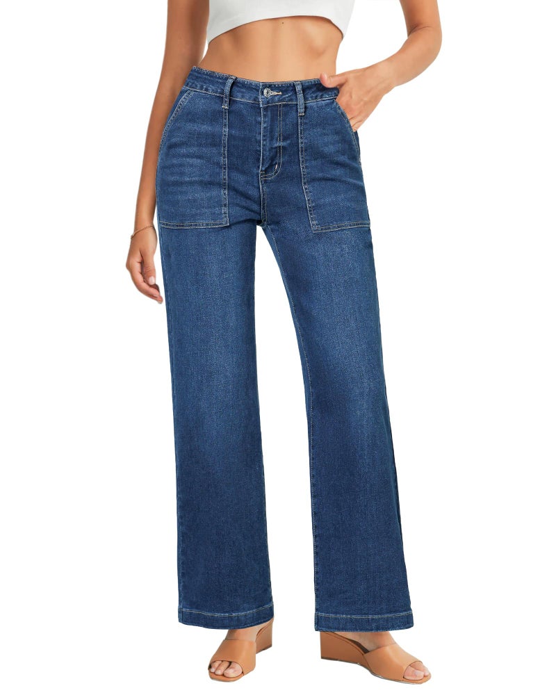 GRAPENT Wide Leg Pants for Women Jeans Light Wash Jeans Women Classic Blue Size Small US 4 to 6 - Image 1