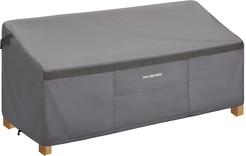 PATIOASIS Loveseat Cover All Weather Waterproof UV Resistant - 600D Heavy Duty Tear Resistant 79"x37"x35"(LxWxH) 2-3 Seater Hampton Bay Wicker Outdoor Sofa Cover Grey - Image 1