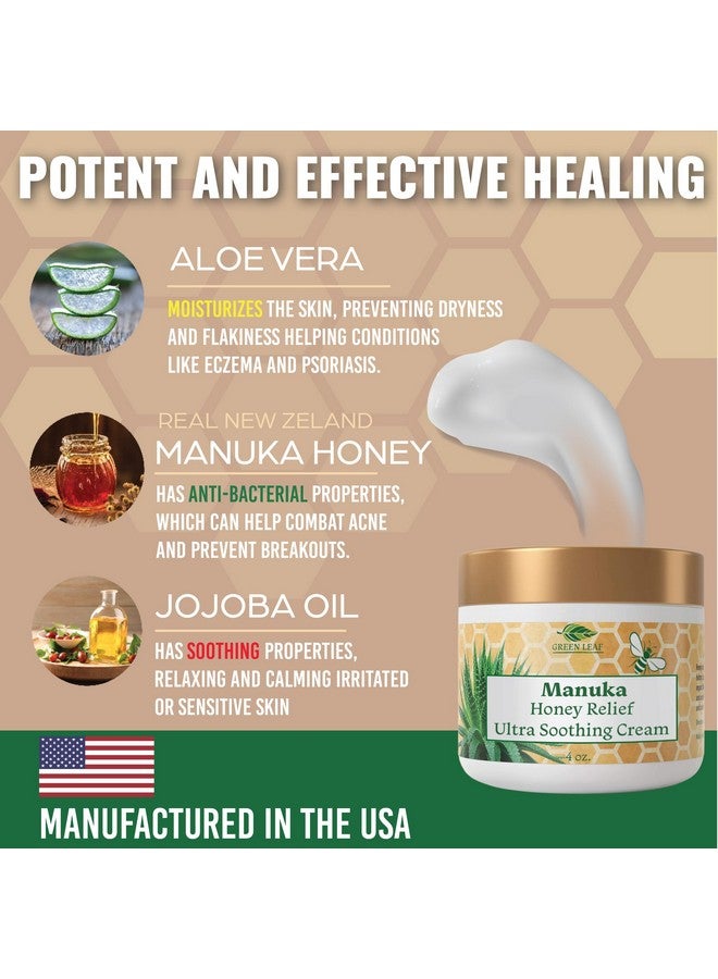 Green Leaf Naturals Manuka Honey Cream - Eczema Honey Cream (4oz) Moisturizer Lotion Treatment for Ezcema & Psoriasis - Ultra Soothing Relief - Face & Body Care, Itchy, Dry Skin Rash Healing Ointment - For Adults & Kids - Image 3