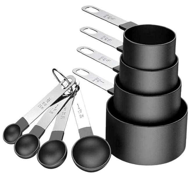 هابي هوم مجموعة معايير قياس مكونة من 8 قطع من البلاستيك بمقبض من الفولاذ المقاوم للصدأ أدوات قياس دقيقة وعملية للمطبخ متعدد الاستخدامات - Image 1