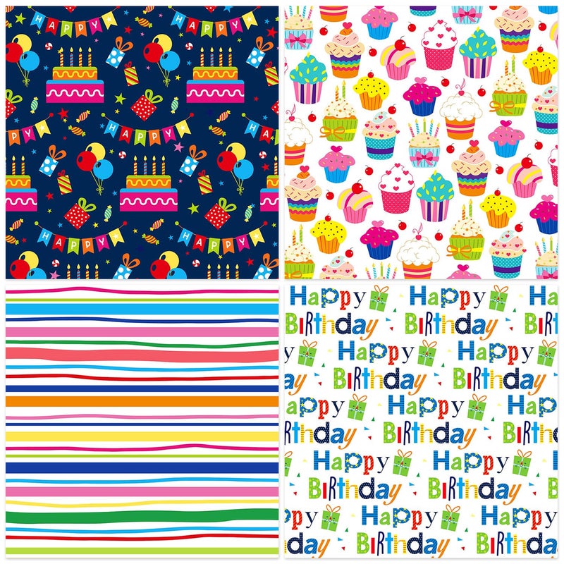 WLXTREE 24 Sheets Happy Birthday Scrapbook Paper Pad,160gsm Textured Double-Sided Pattern Planner Junk Journal Craft Paper,Card Making Supplies,30Ã—30cm - Image 5