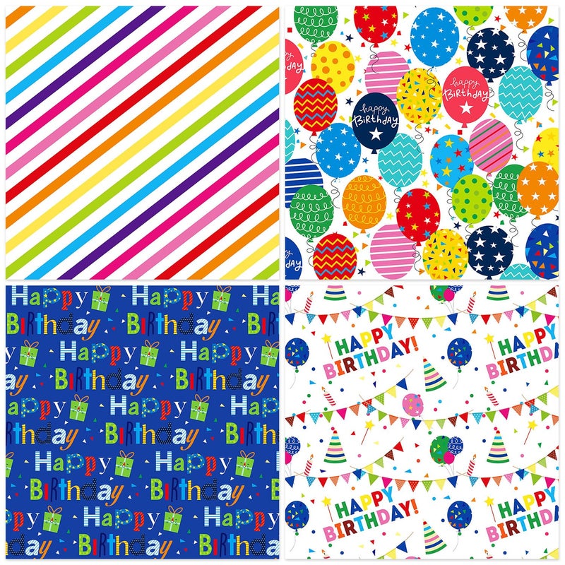 WLXTREE 24 Sheets Happy Birthday Scrapbook Paper Pad,160gsm Textured Double-Sided Pattern Planner Junk Journal Craft Paper,Card Making Supplies,30Ã—30cm - Image 3