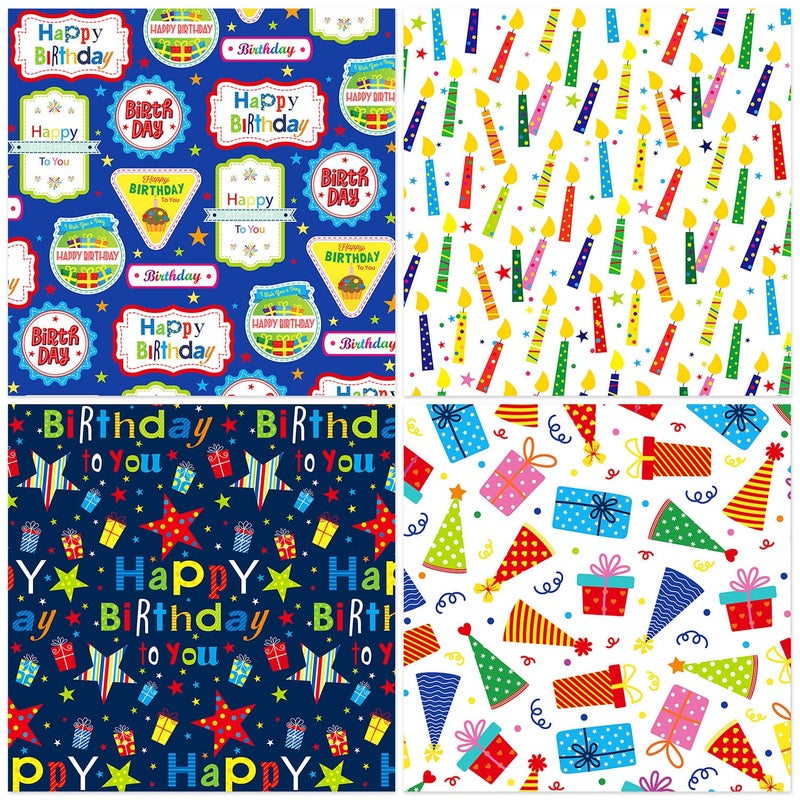WLXTREE 24 Sheets Happy Birthday Scrapbook Paper Pad,160gsm Textured Double-Sided Pattern Planner Junk Journal Craft Paper,Card Making Supplies,30Ã—30cm - Image 4