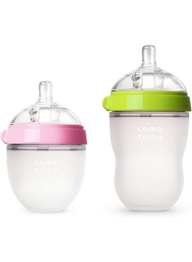 Comotomo Natural Feel Bundle (Green/Pink, 5oz + 8oz)