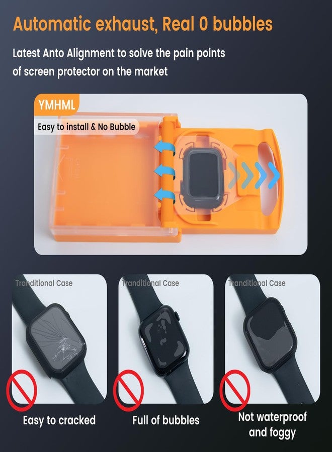 YMHML for Apple Watch Screen Protector 44mm SE Series 6/5/4 [Zero Bubble], Upgrade 3D Full Coverage Waterproof Clear Flim with [Auot Install Cabin] for Apple Watch Accessories, 3 Pack - Image 3