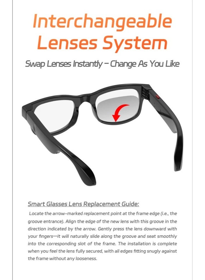 Smart Glasses with Music & Calls, Noise Cancelling Bluetooth Sunglasses with AI Translation, Built-in Camera, Chat GPT Support, Sports Sunglasses for Travel & Outdoor - Image 5