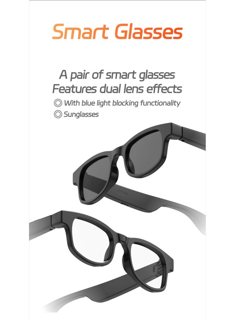 Smart Glasses with Music & Calls, Noise Cancelling Bluetooth Sunglasses with AI Translation, Built-in Camera, Chat GPT Support, Sports Sunglasses for Travel & Outdoor - Image 1