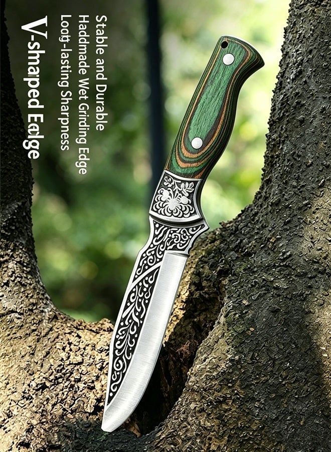 Saiboro Kitchen Knife Chef's Knife Viking Knife,Hand-forged Butcher Knife,with Sheath,Solid Wood Handle,Carved steel tip,4Cr13 High-carbon Steel,for Kitchen,Outdoor,Camping,Barbecue, Restaurant - Image 5