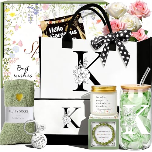 Awfrky Birthday Gifts for Women Personalized Graduation Gifts Teacher Appreciation Gifts Monogrammed Initial Gift for Teacher Her Wife Friend Daughter Sister Girlfriend Get Well Thank you Gifts K - Image 1