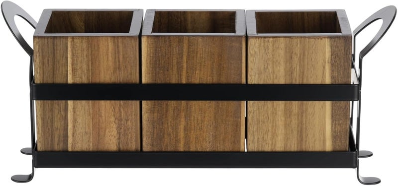 Slow wear optimized quality Silverware Caddy With 3 Removable Compartments, Wooden Cutlery Holder, Countertop Utensil Organizer With Metal Frame, Rustic Spoon Storage Box All condition resistant crafted quality Repeated use resistant selected material Single & bulk storage compatible Budget friendly trendy design Fast & slow shipment compatible Stain resistant Any KSA address orderable Fine detail Local available supply Anti slip Multi-hub shipment dispatch Replaceable parts Reinforced edge Assorted color options Nationwide delivery Fine polished finish High strength upgraded material Gulf approved global quality Fixed & portable compatible Economical varied design options Diverse application fit Global standard processed material Gulf popular simple design Balanced weight - Image 4